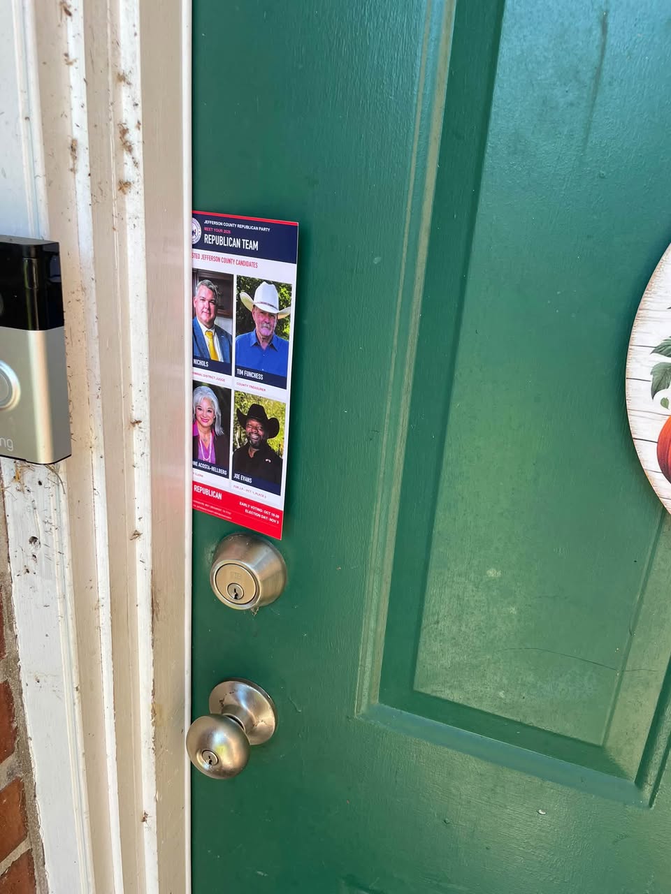 The October 10 block-walking team and outreach materials — photograph 3