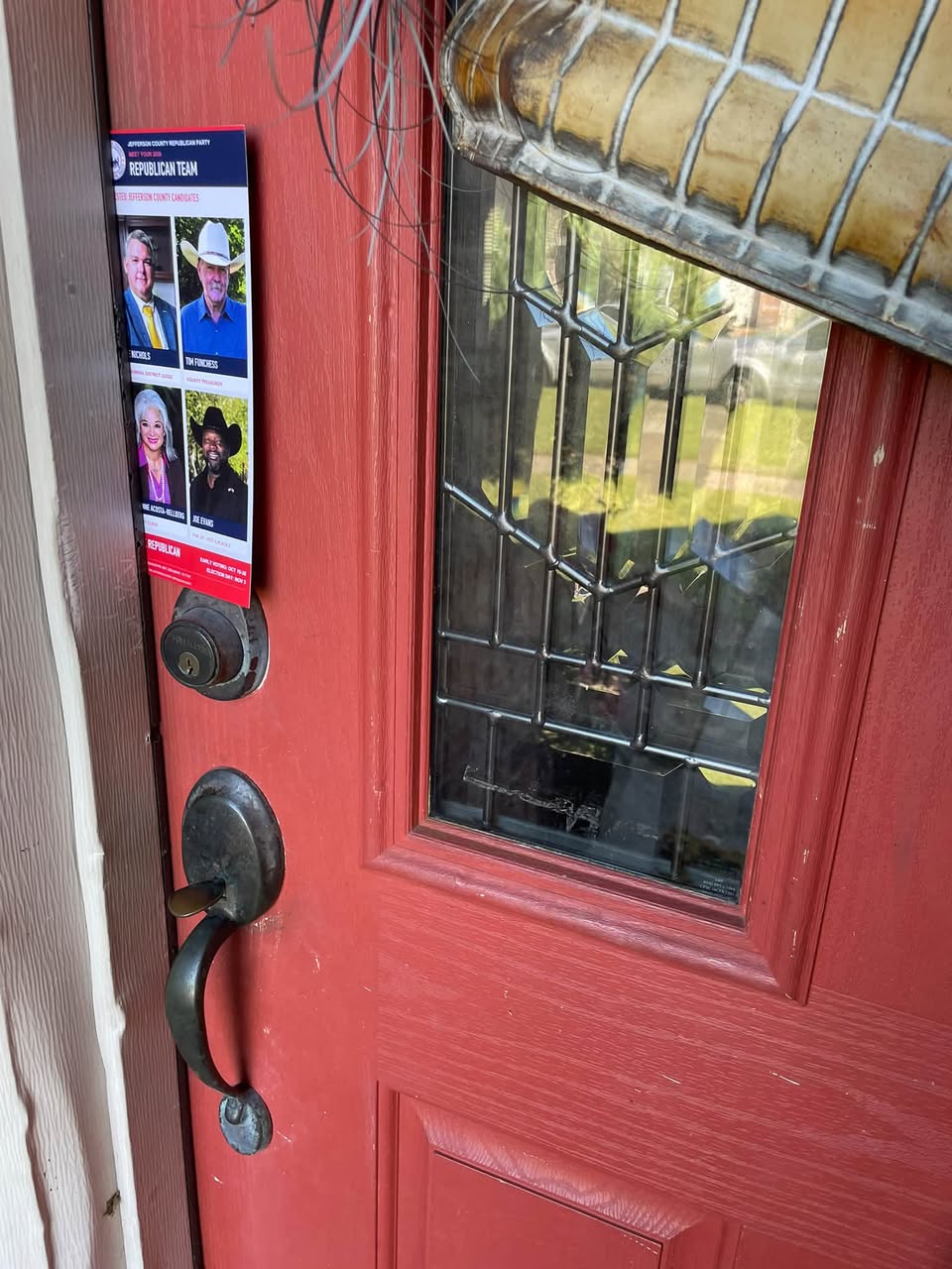 The October 10 block-walking team and outreach materials — photograph 5